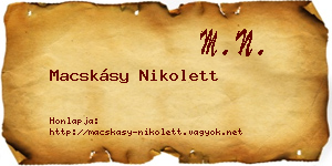 Macskásy Nikolett névjegykártya