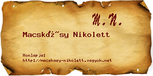 Macskásy Nikolett névjegykártya