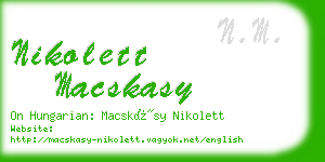 nikolett macskasy business card